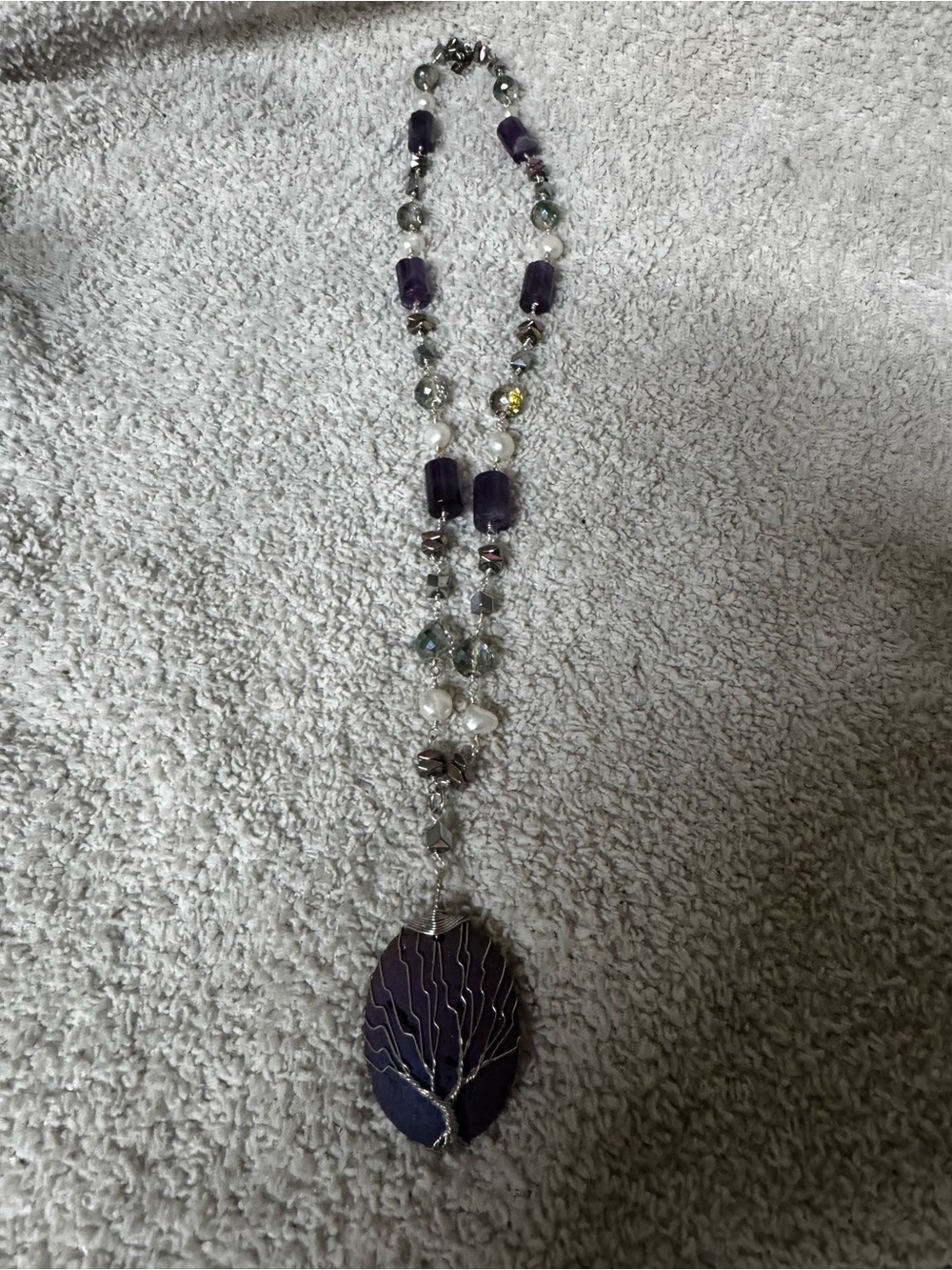 Amethyst Tree of Life Pendant Necklace - Women Jewelry